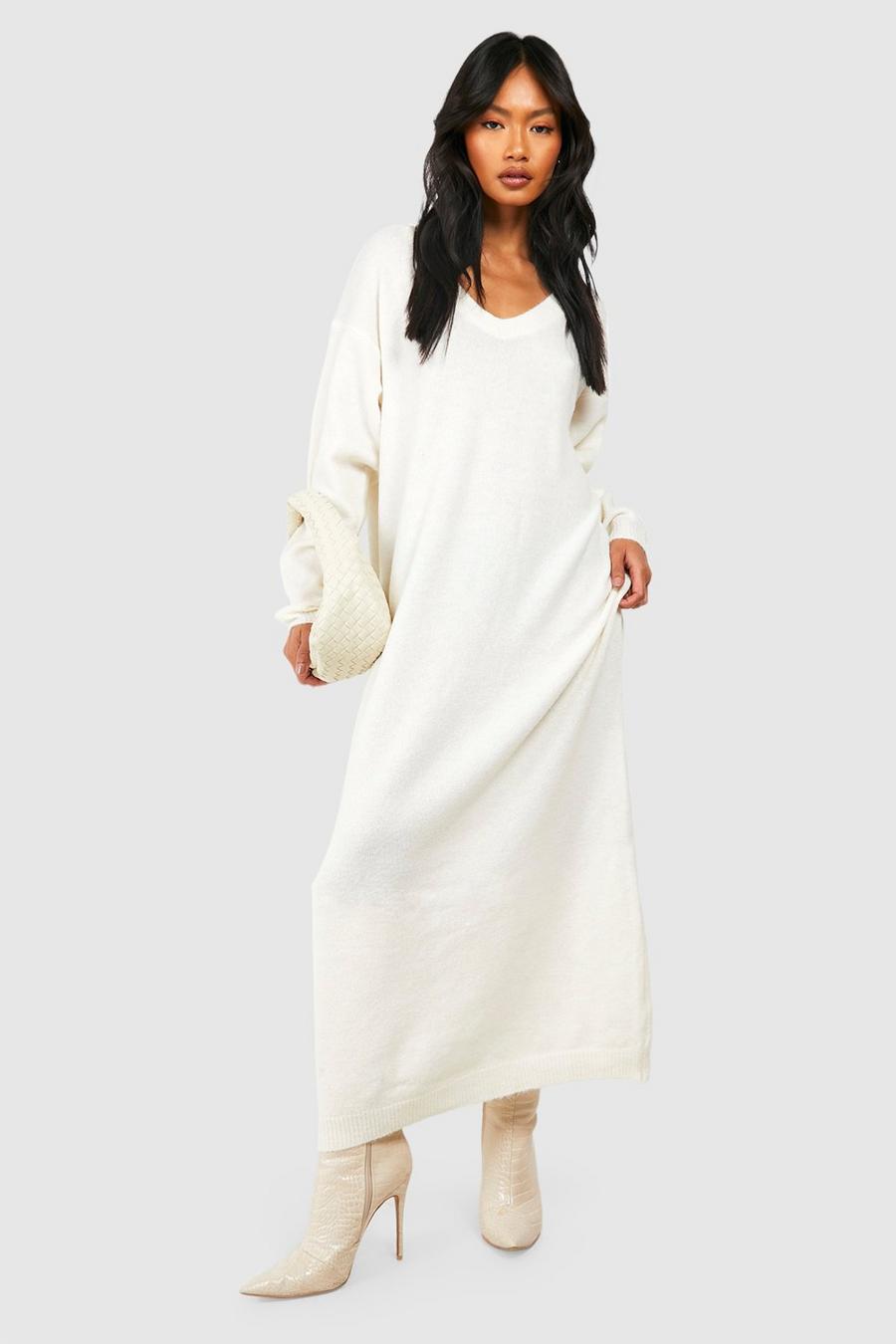 Cream Slouchy Soft Knit Maxi Knitted Dress
