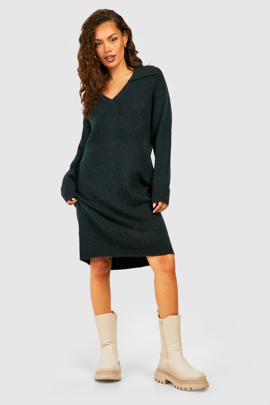 Ink Soft Knit Collared Sweater Dress