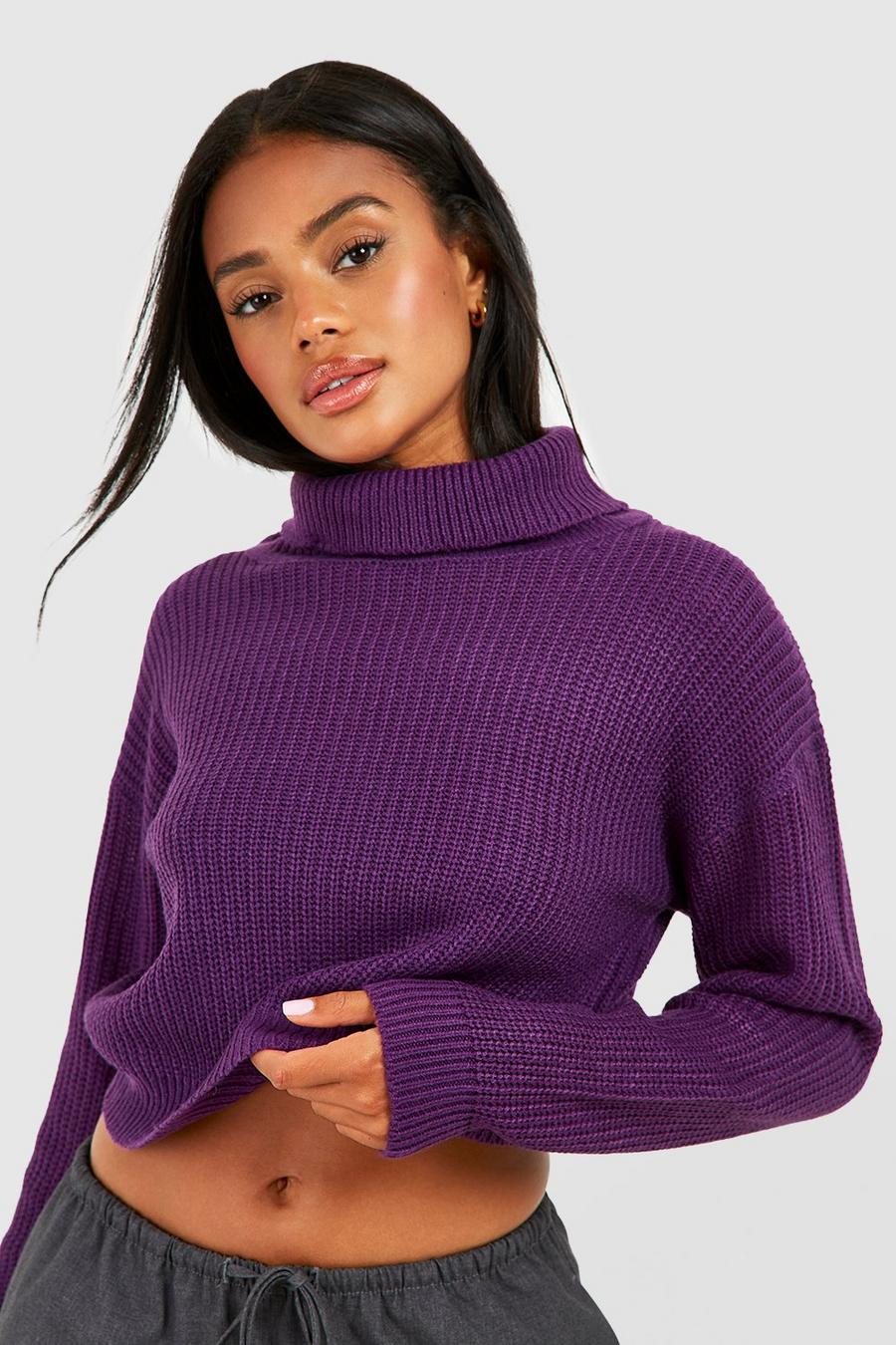 Basic Pullover mit Rollkragen, Purple
