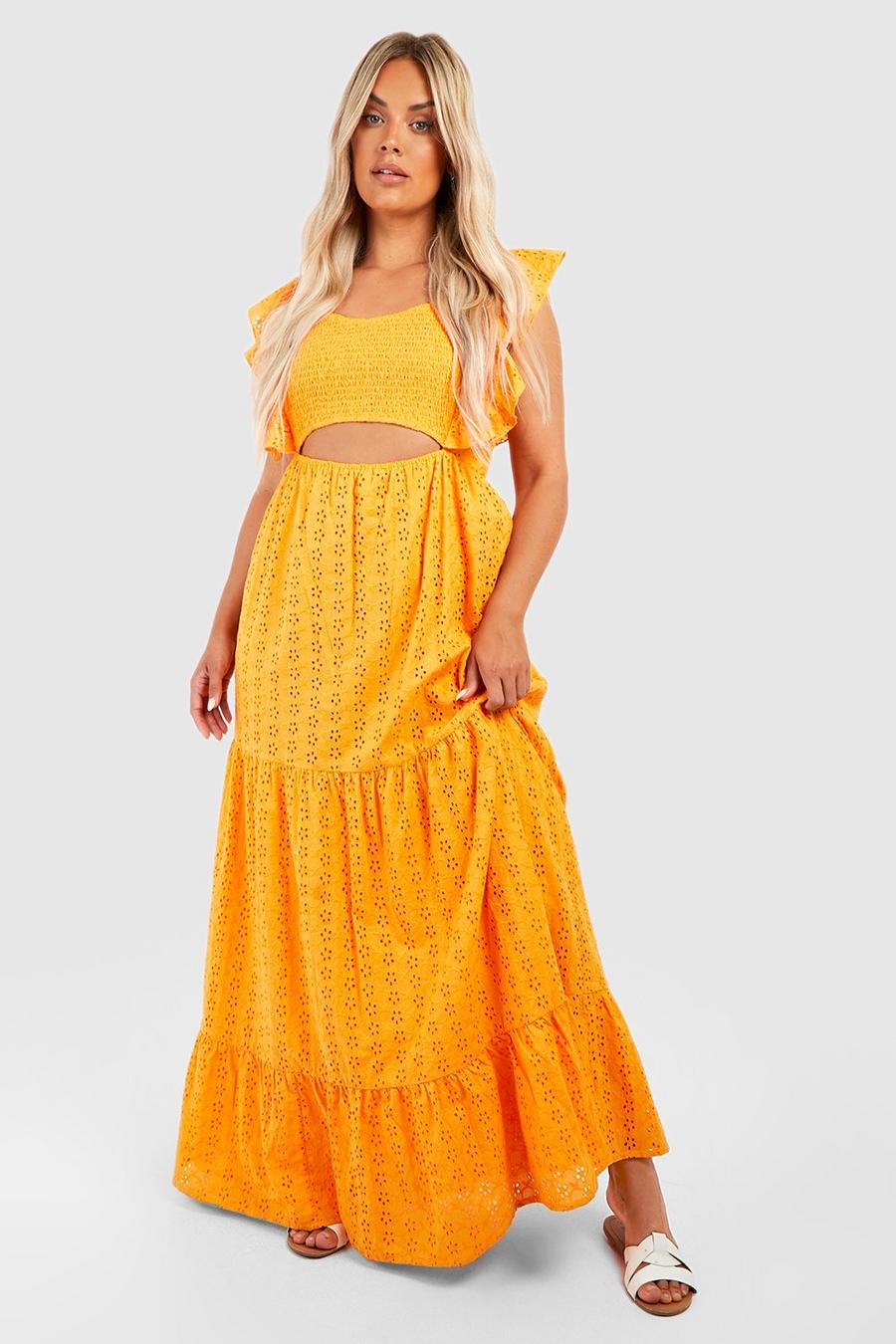 Saffron Plus Broderie Cut Out Maxi Dress 
