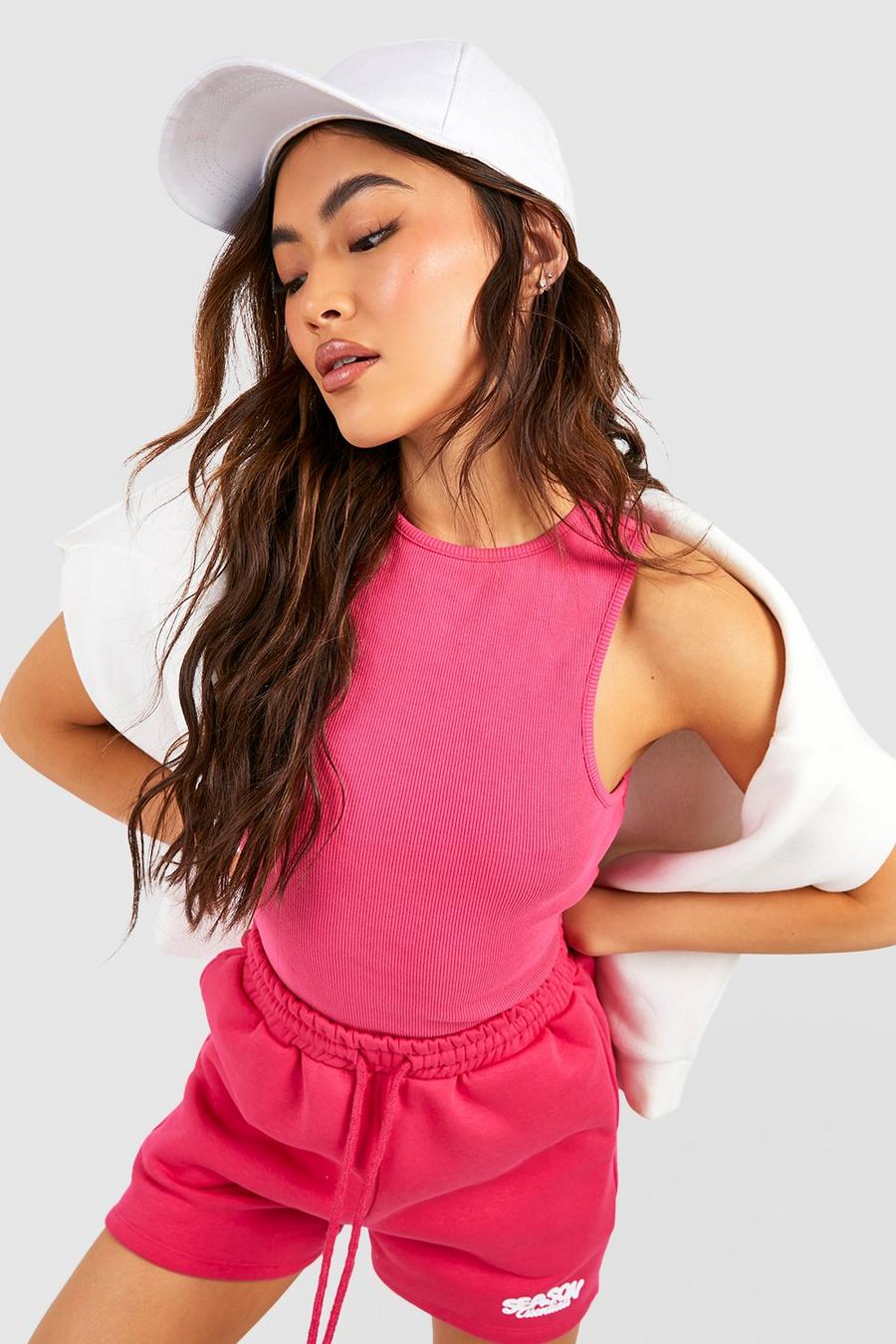 Hot pink Racer Rib Bodysuit