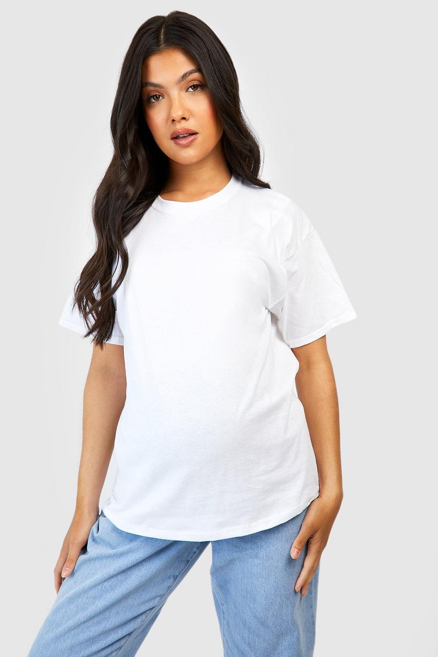 White Zwangerschap Katoenen T-Shirt