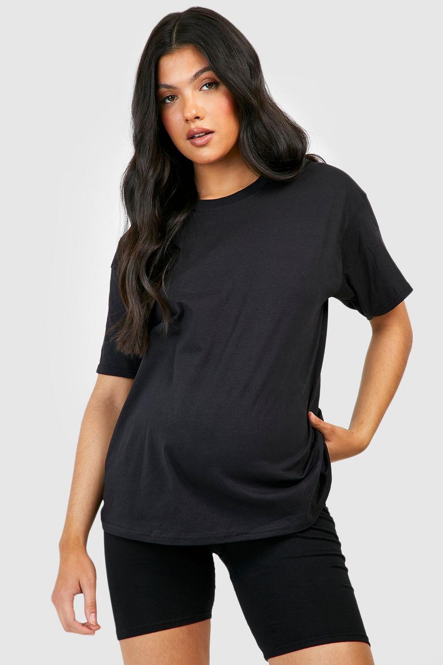 T-shirt Premaman in cotone, Black