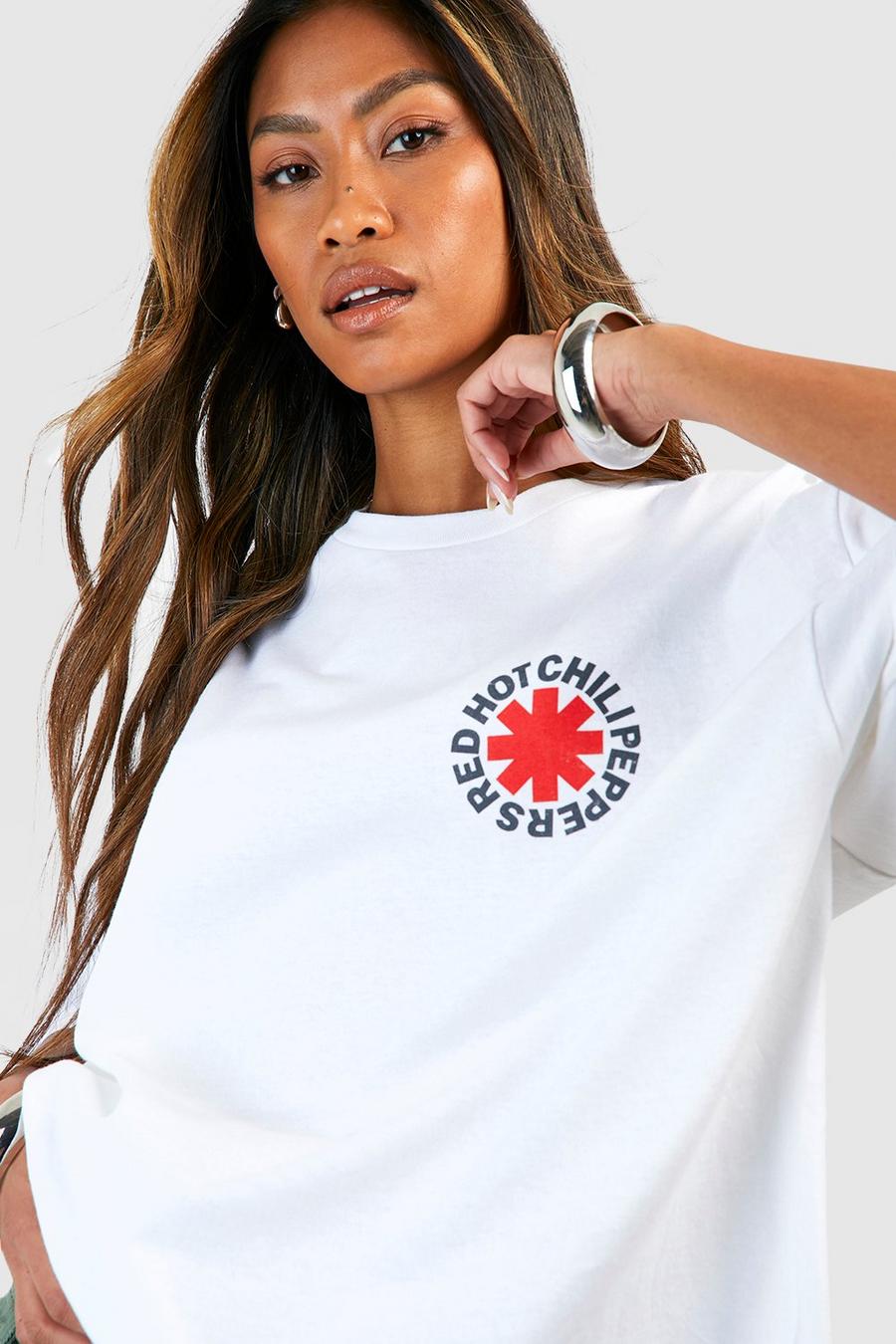 Oversize T-Shirt mit lizenziertem Red Hot Chili Peppers Print, White