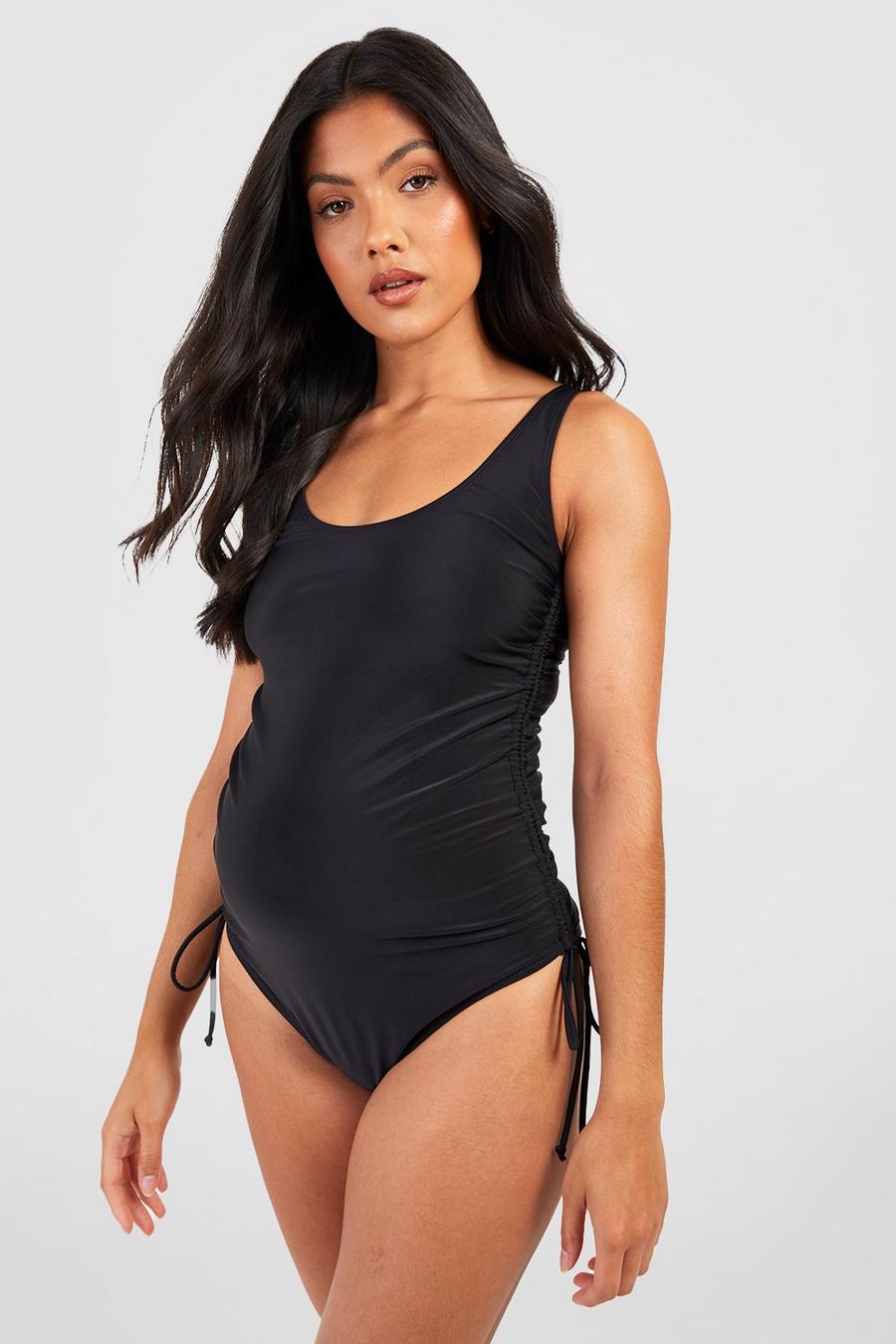 Black Maternity Ruched Side Swimsuit