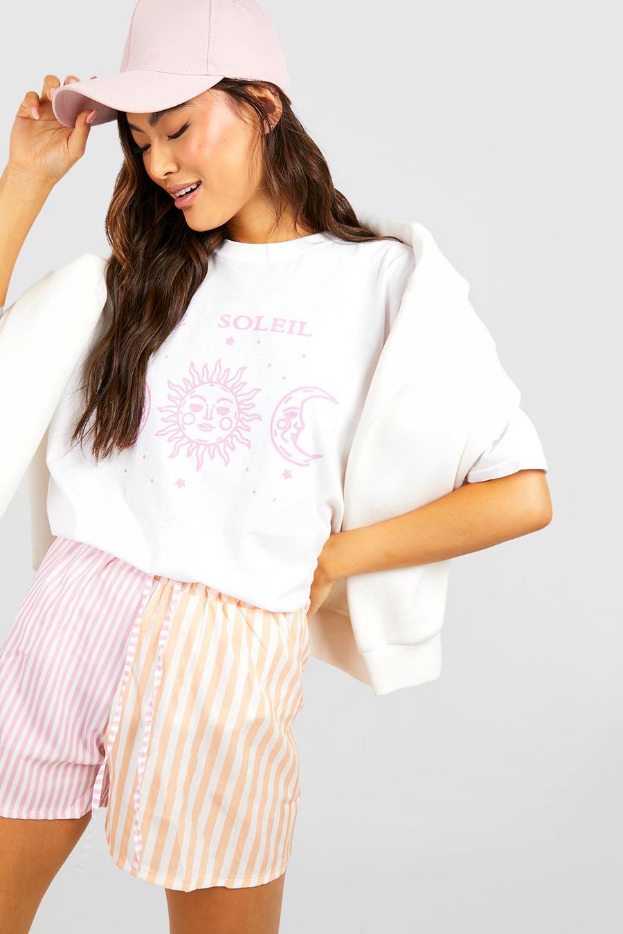 White Celestial Soleil Printed Oversized T-shirt image number 1