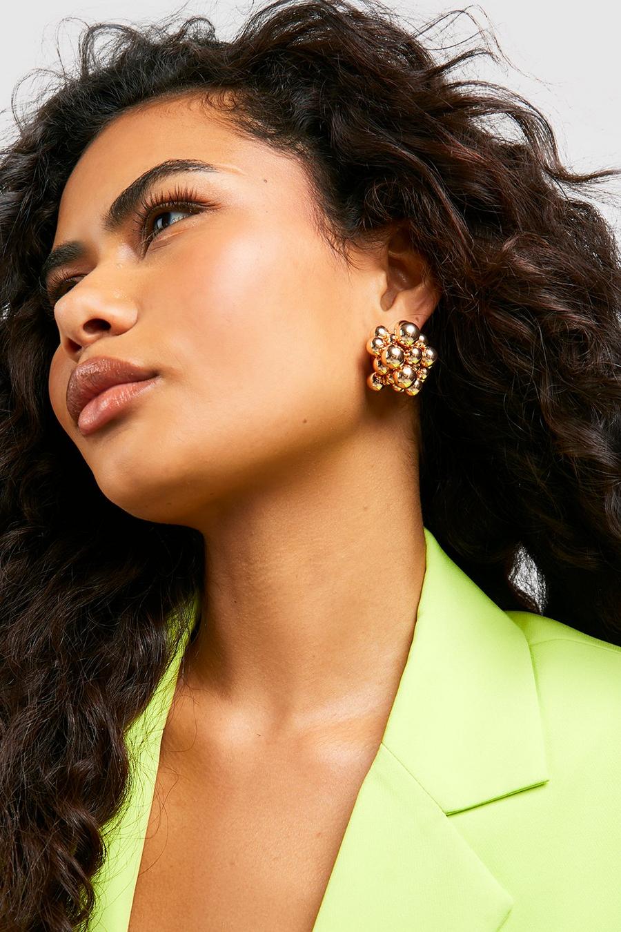 Gold Ball Drop Statement Earrings image number 1