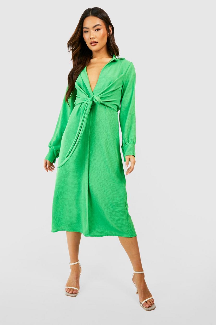 Midi-Hemdkleid mit Schnür-Detail, Bright green