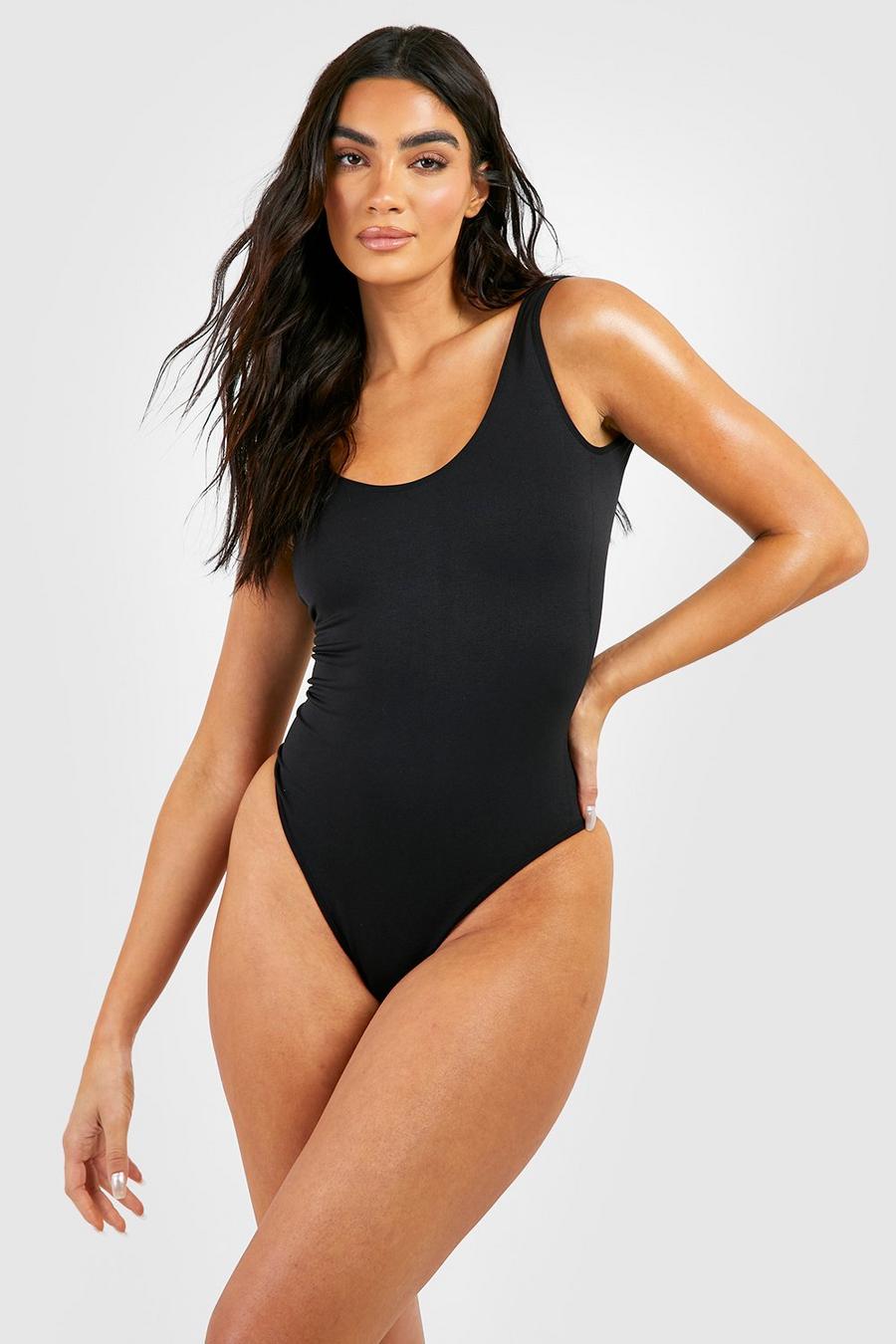 Black Seamless Shaping Control Low Back Bodysuit image number 1