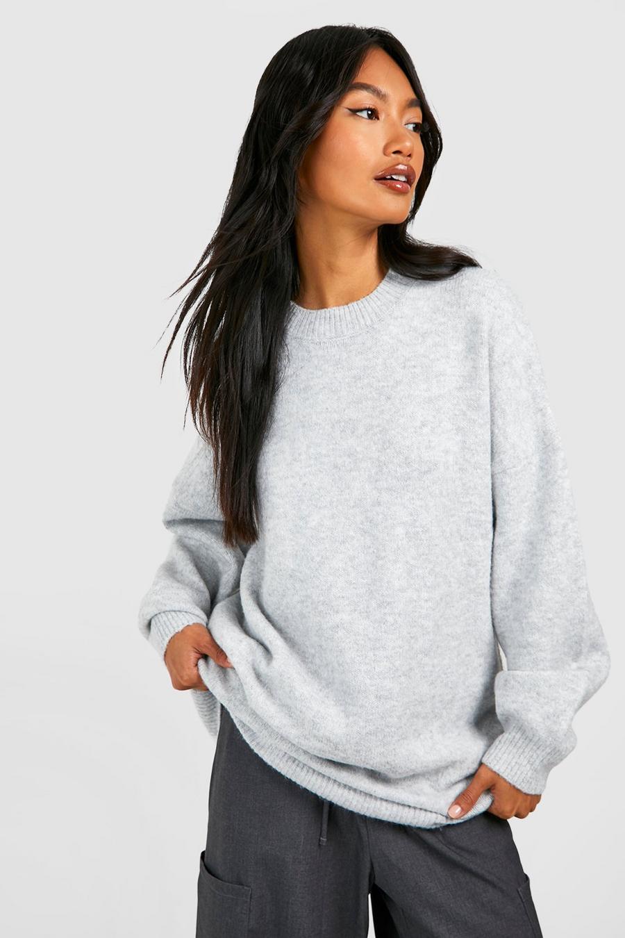 Silver Soft Knit Longline Sweater image number 1