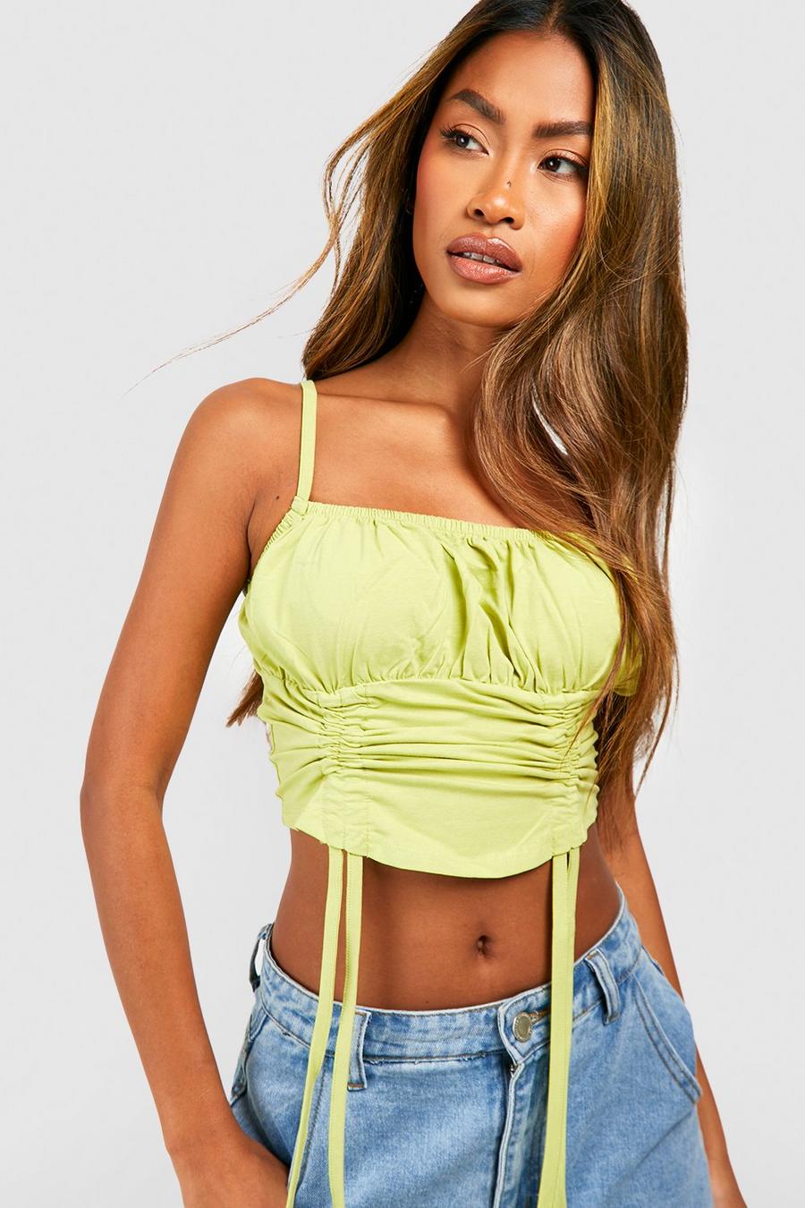 Lime Ruched Detail Strappy Vest 