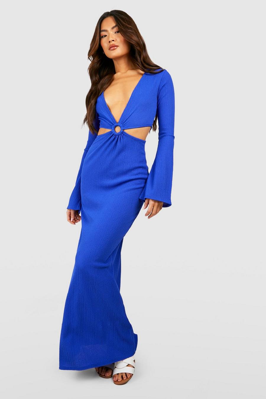 Cobalt O Ring Flare Sleeve Cut Out Maxi Dress