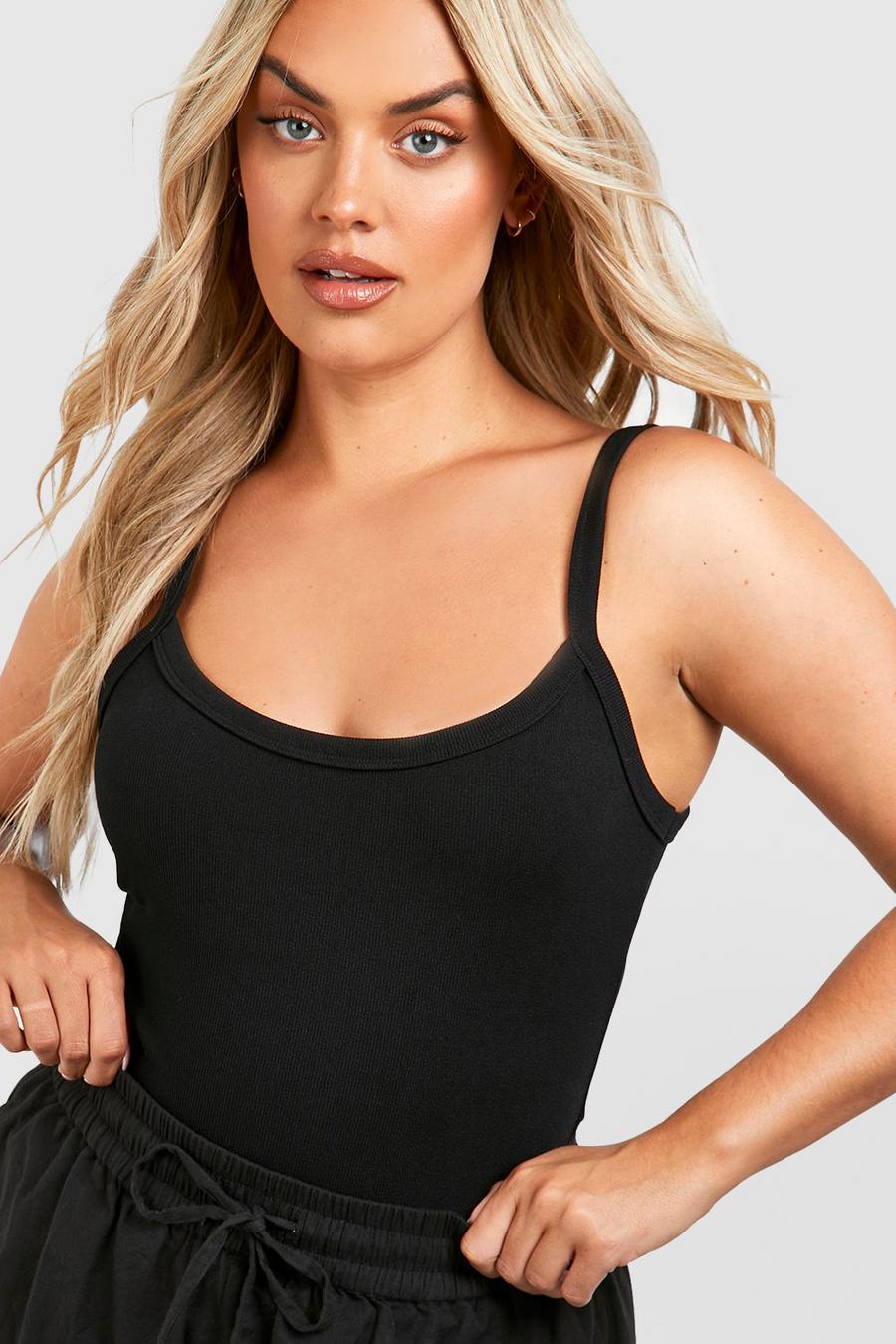 Black Plus Think Binding Strappy Cami Top