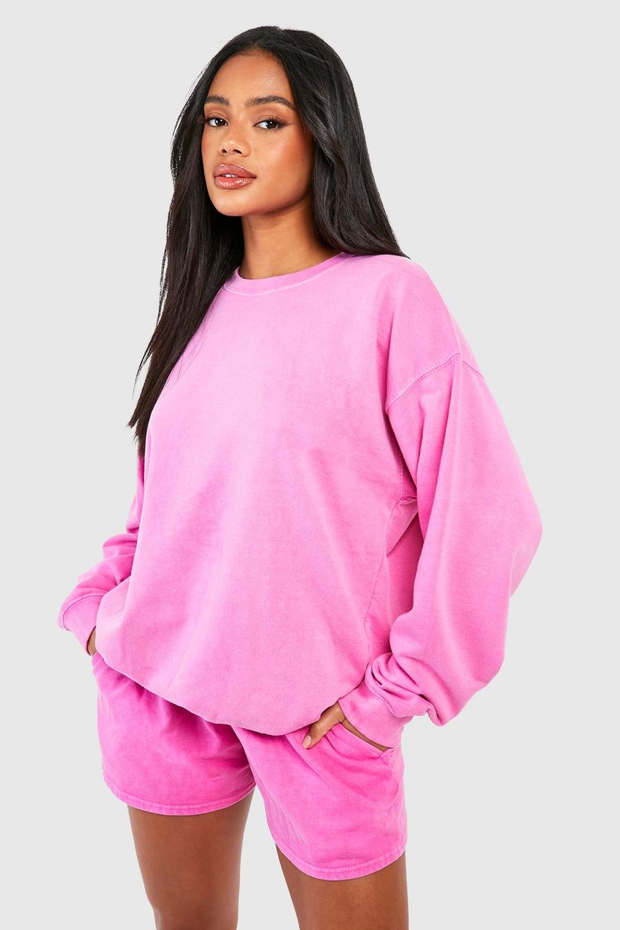 Pink Overdyed Sweatshirt Short Tracksuit image number 1