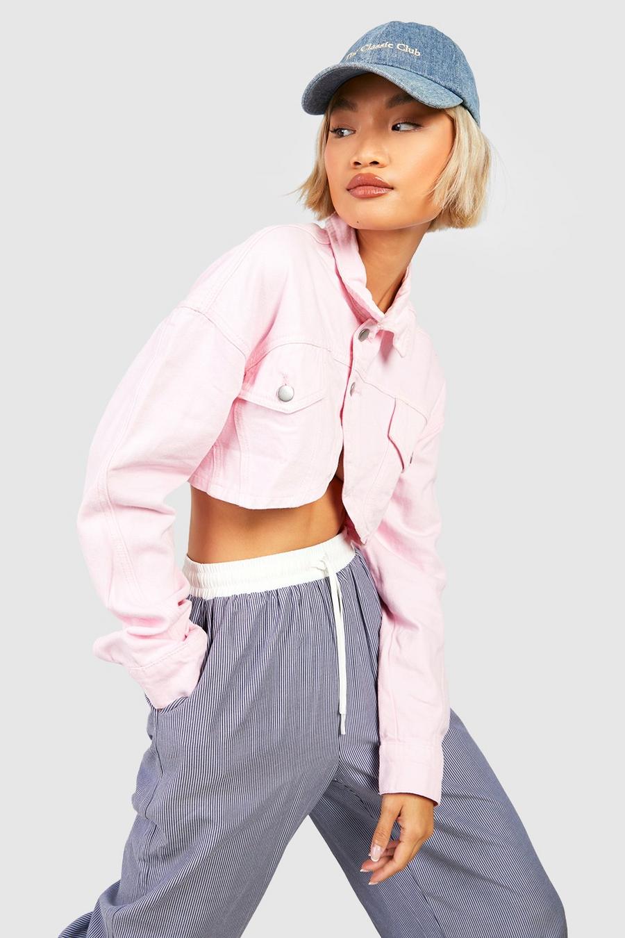 Veste courte en jean pastel, Pastel pink