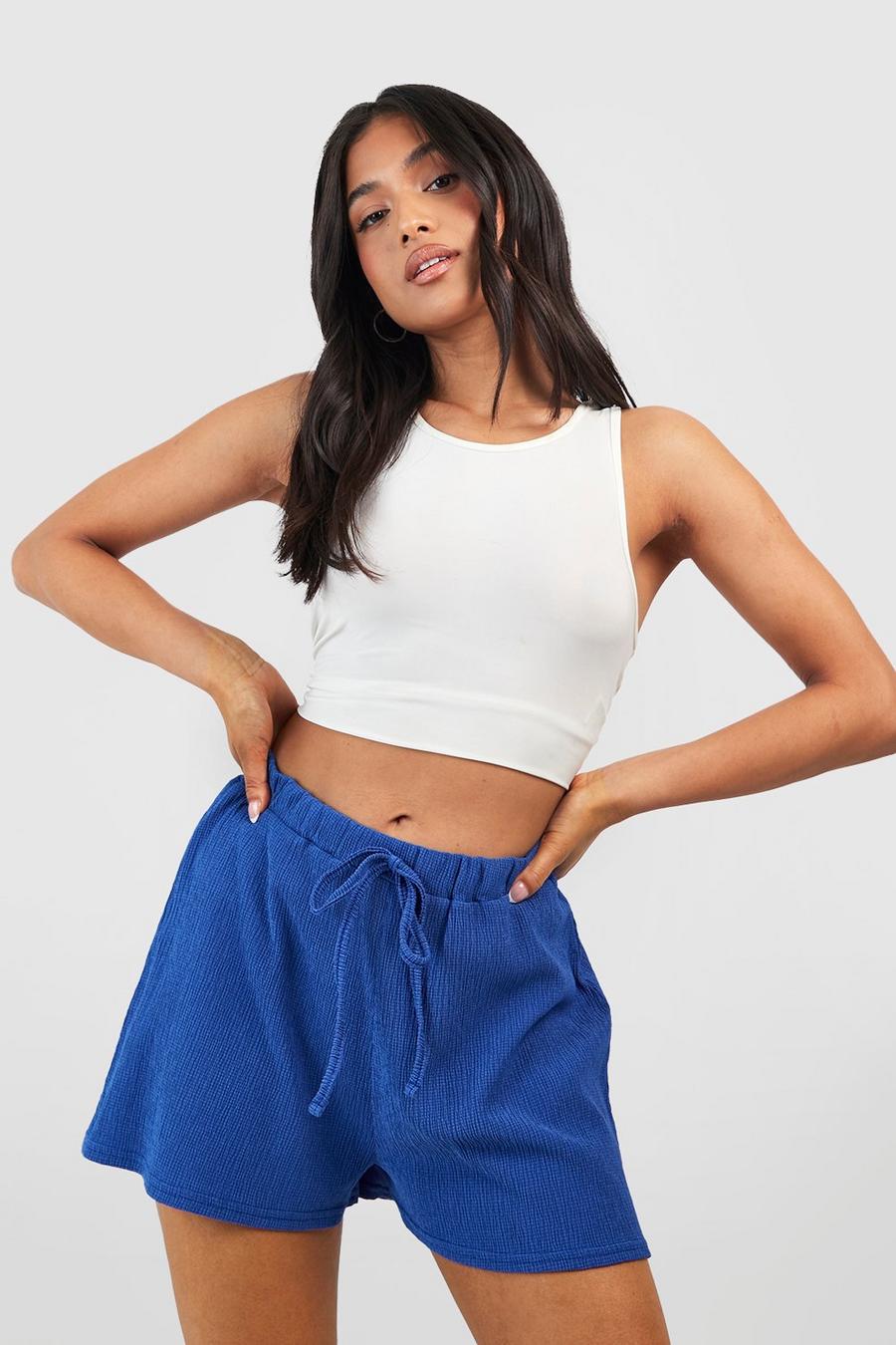 Cobalt Petite Shorts med knytdetalj och struktur