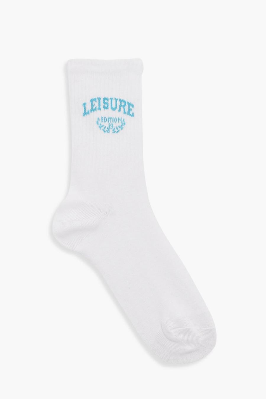 White Single Leisure Slogan Sock 