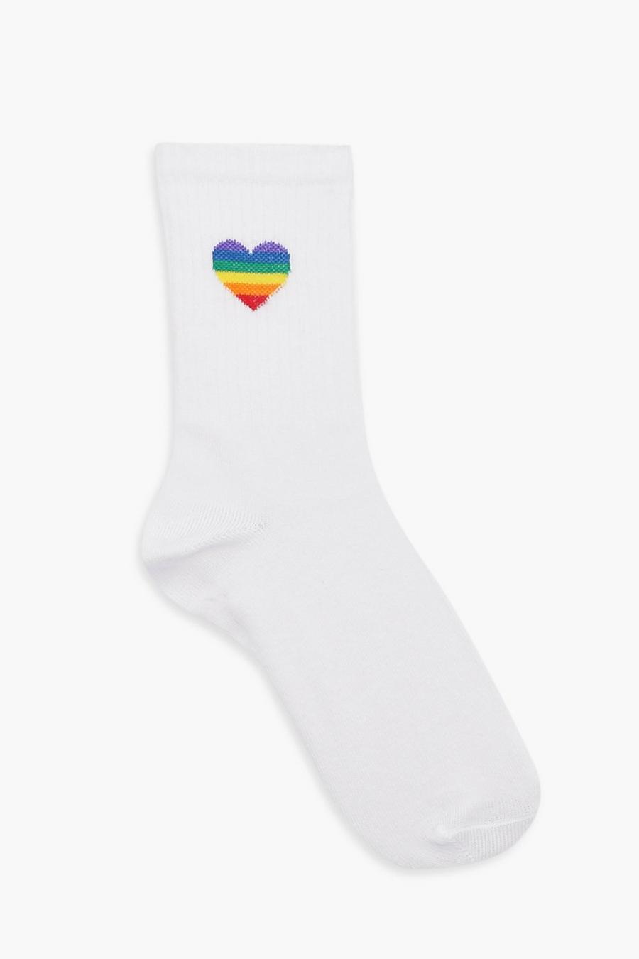 White Single Rainbow Sport Sock image number 1