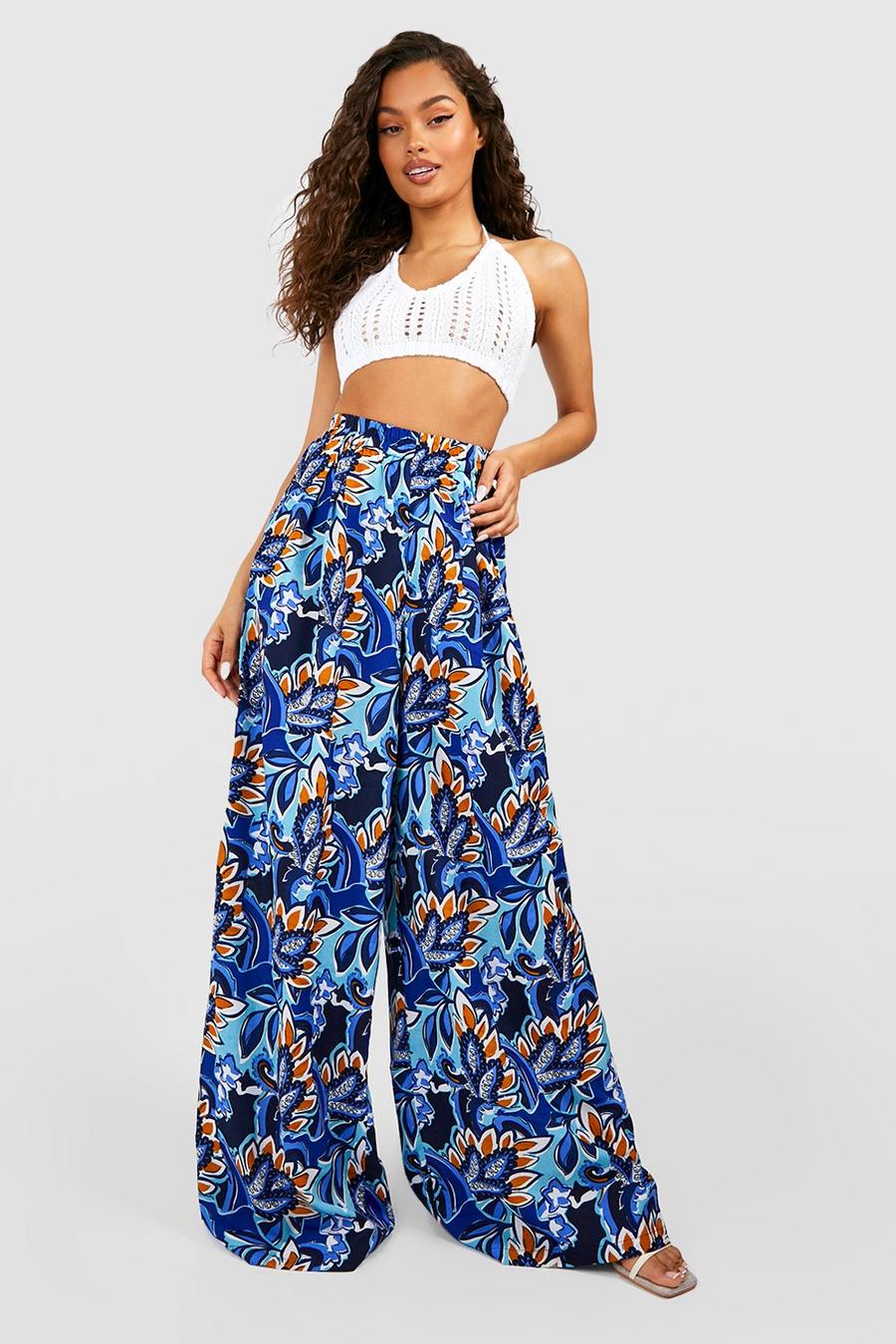 Abstract Printed Wide Leg Pants