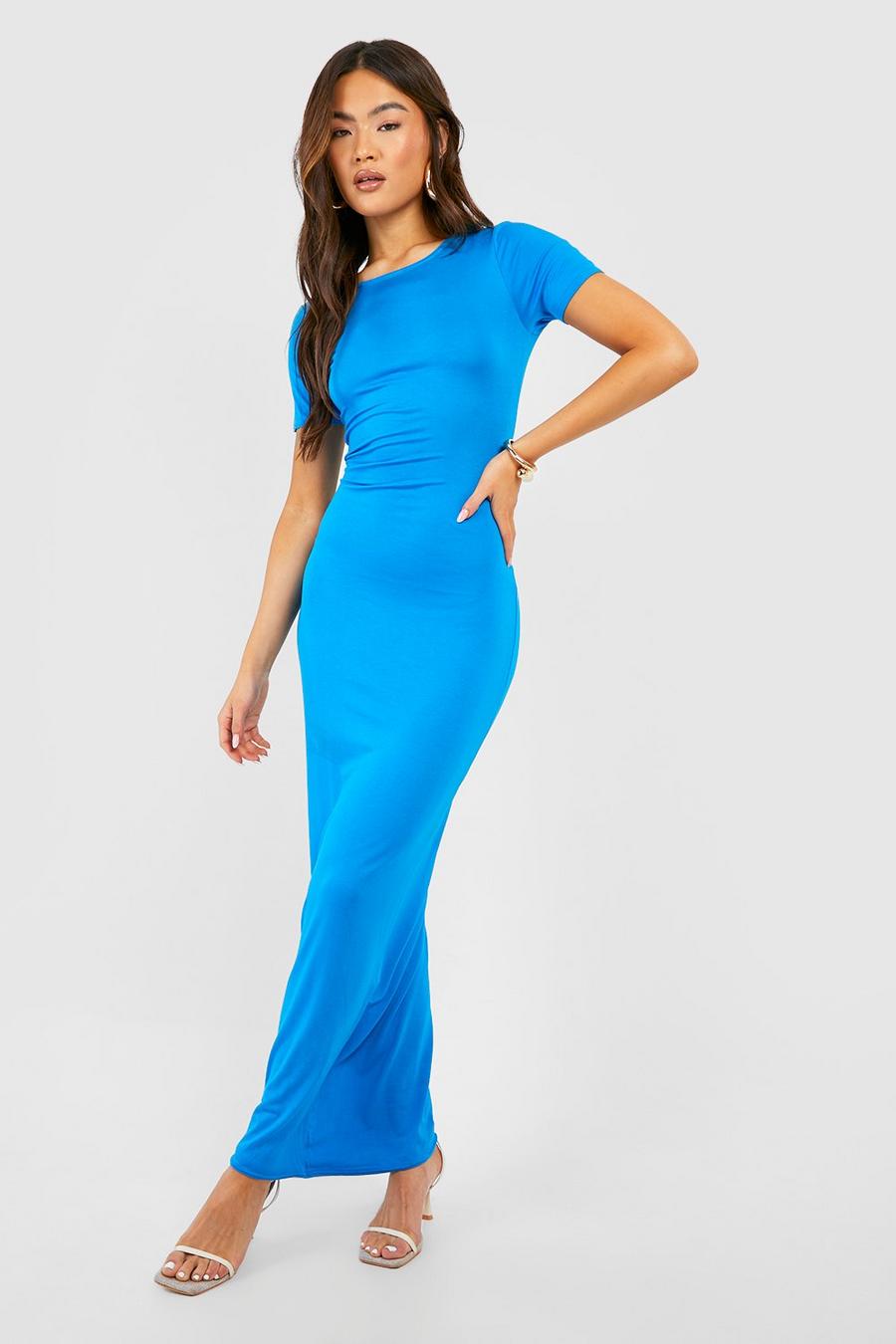 Aqua Short Sleeve Maxi Dress