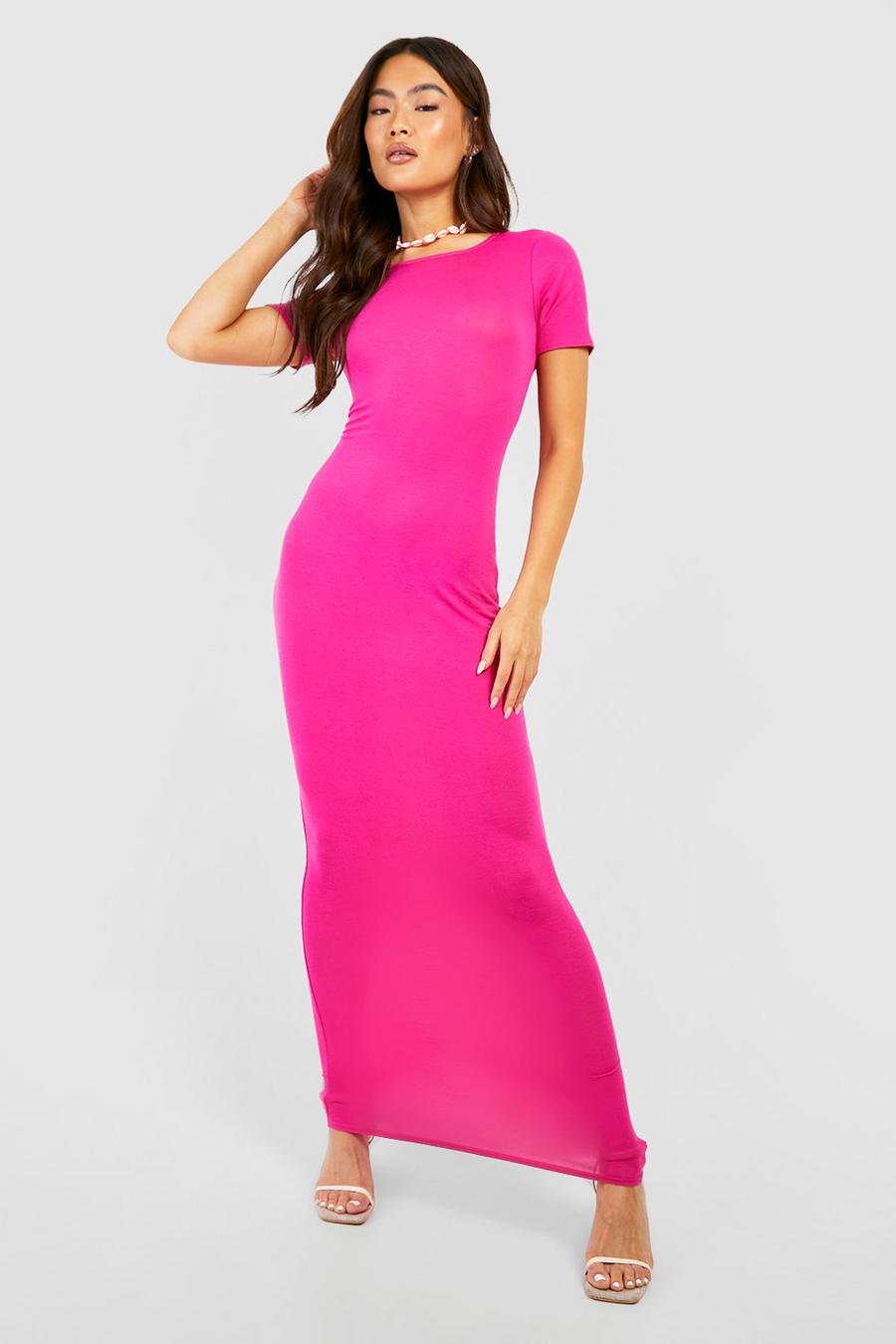 Pink Short Sleeve Maxi Dress