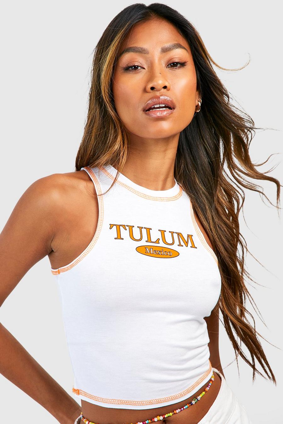 Débardeur à slogan Tulum, White
