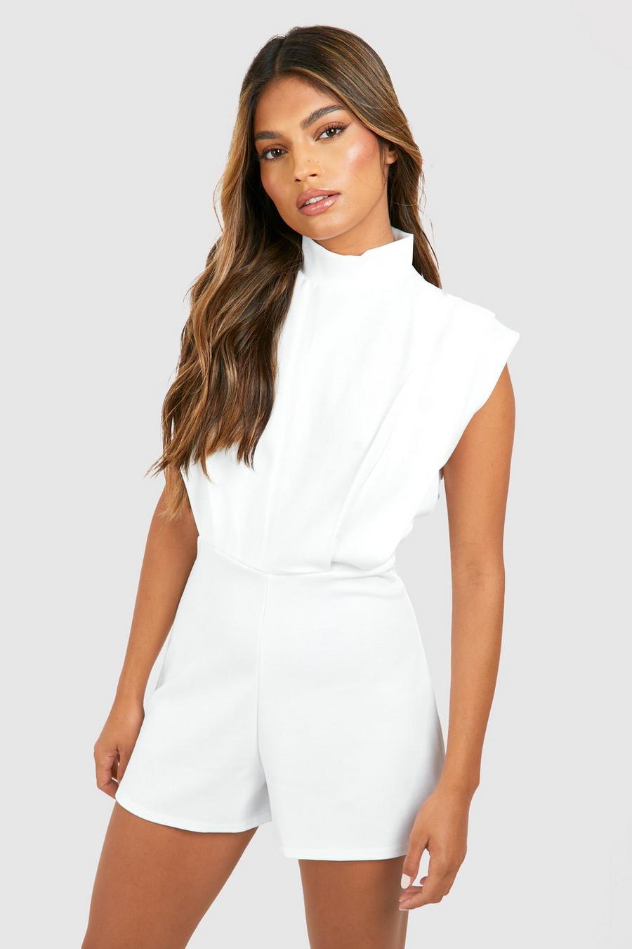 Ivory Tailored Pleat Detail Playsuit image number 1
