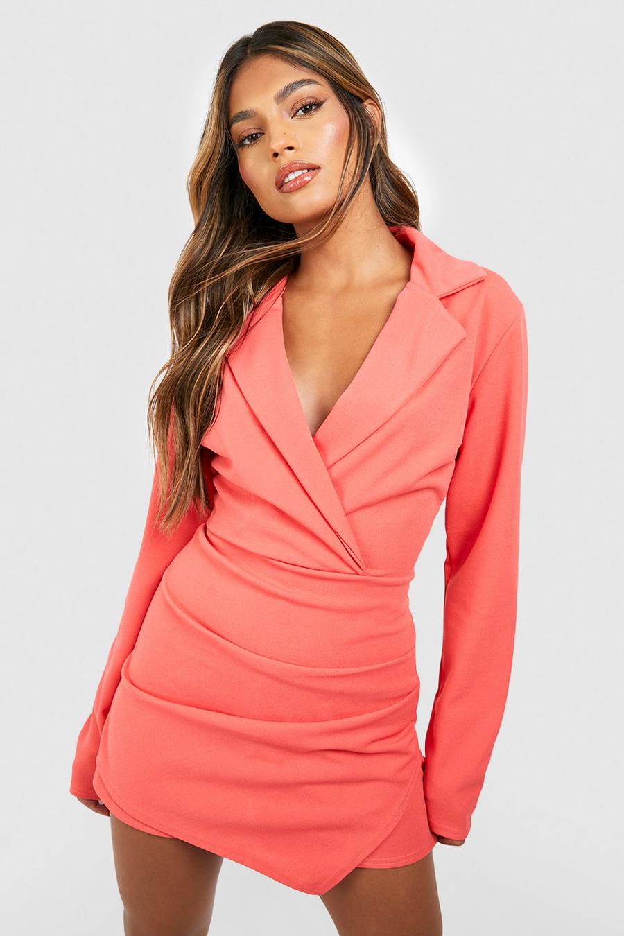 Coral Tailored Wrap Detail Fitted Blazer Playsuit