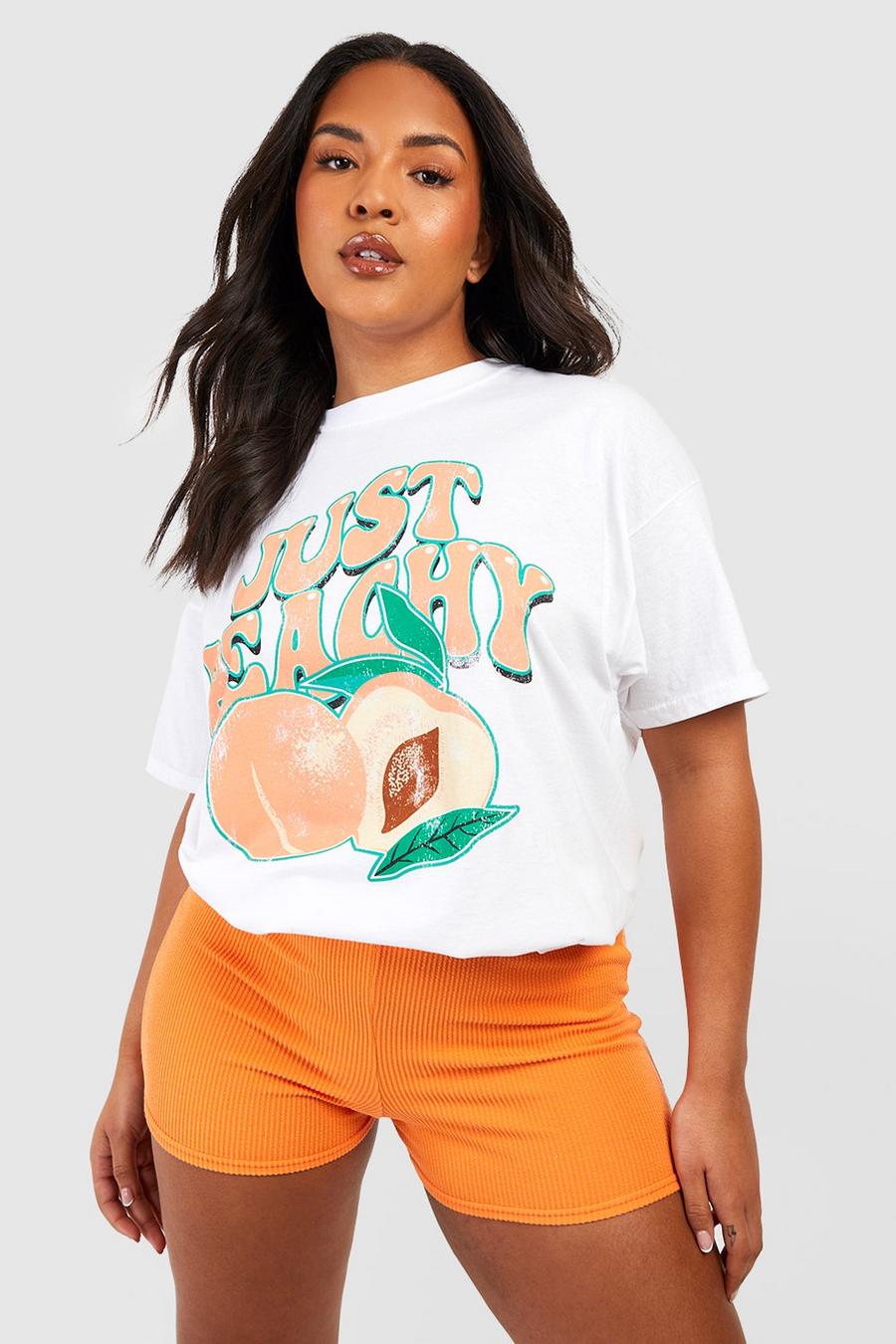 Orange Plus Booty Shorts Met Textuur