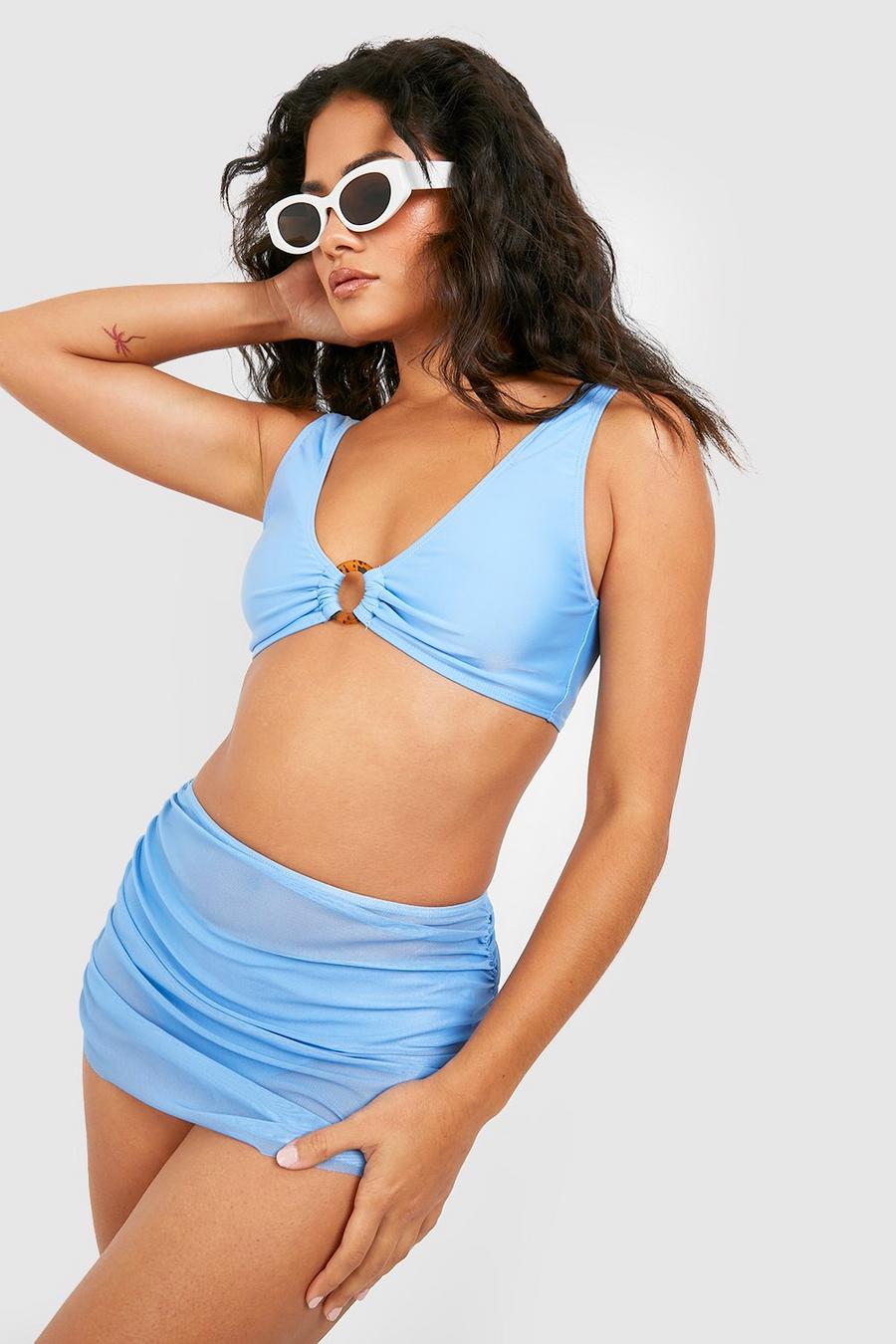 Light blue O-ring Plunge Bikini Top