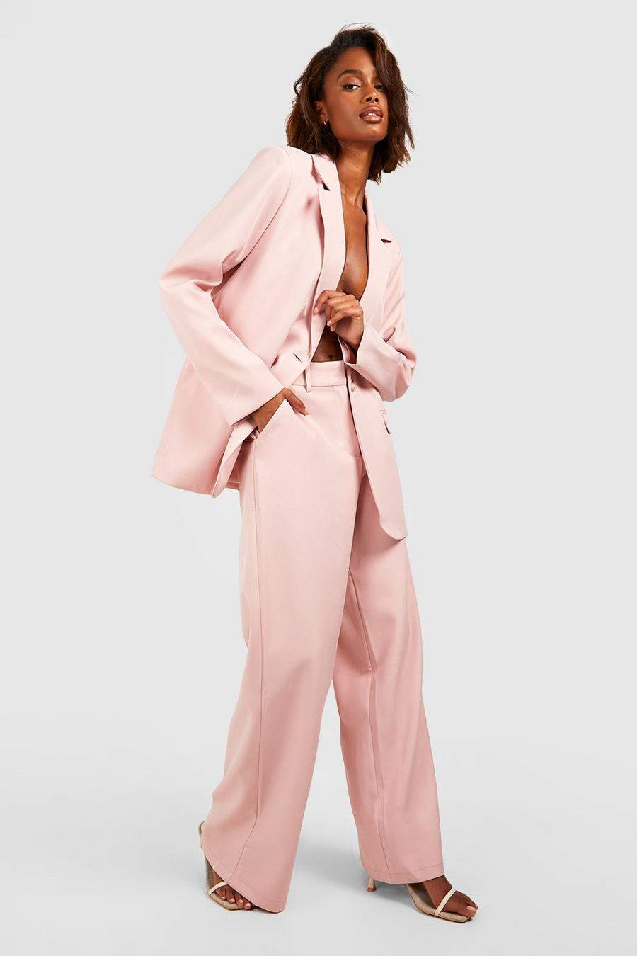Blush Straight Leg Relaxed Fit Tailored Trousers