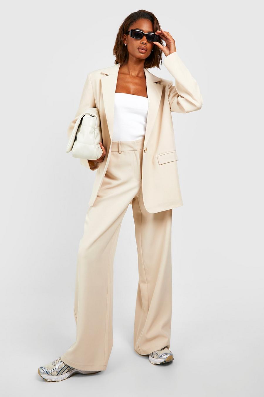 Ecru Straight Leg Relaxed Fit Tailored Trousers