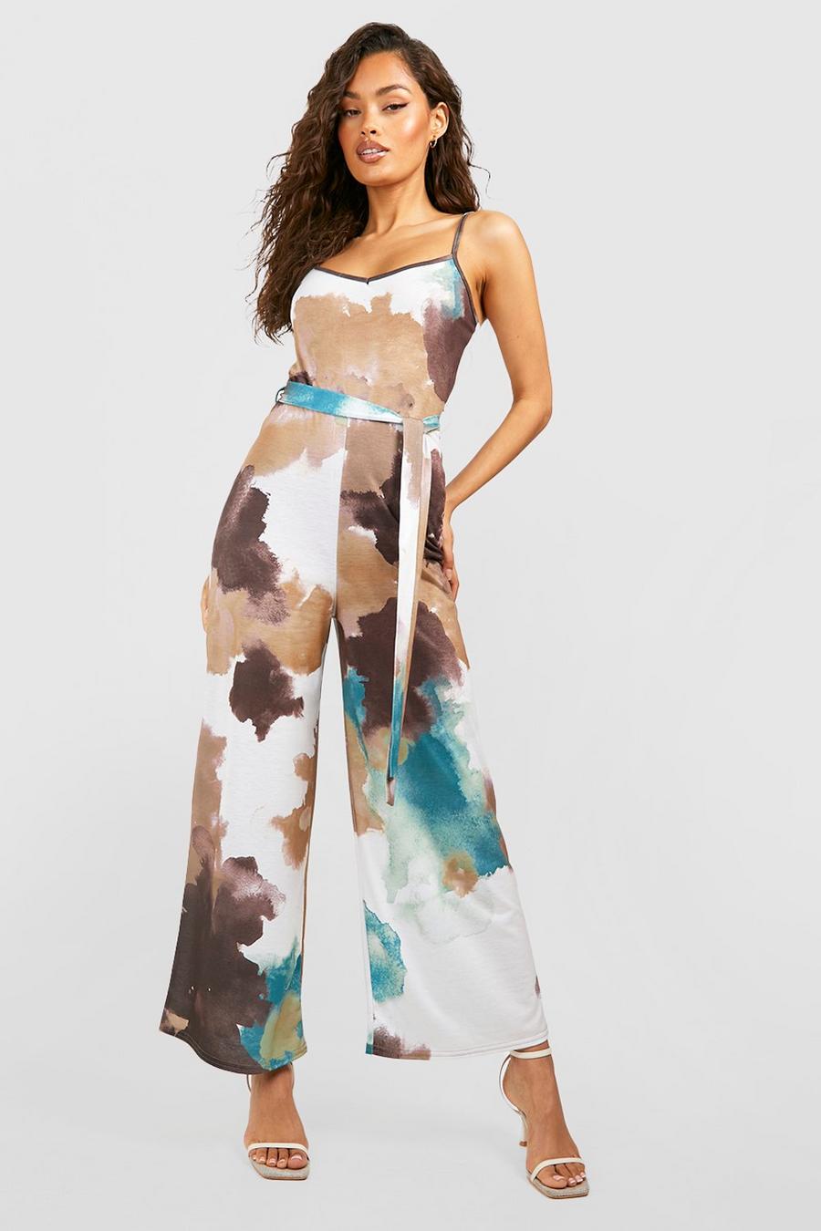 Multi Printed Strappy Culotte Jumpsuit image number 1