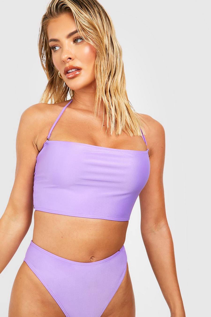 Lilac Essentials Long Line Bandeau Bikini Top