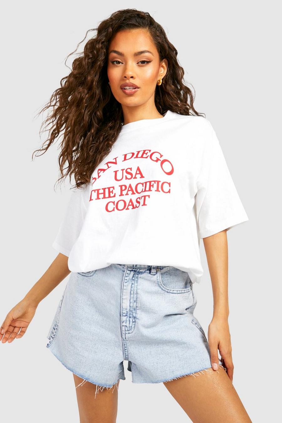 T-shirt oversize con stampa San Diego, White