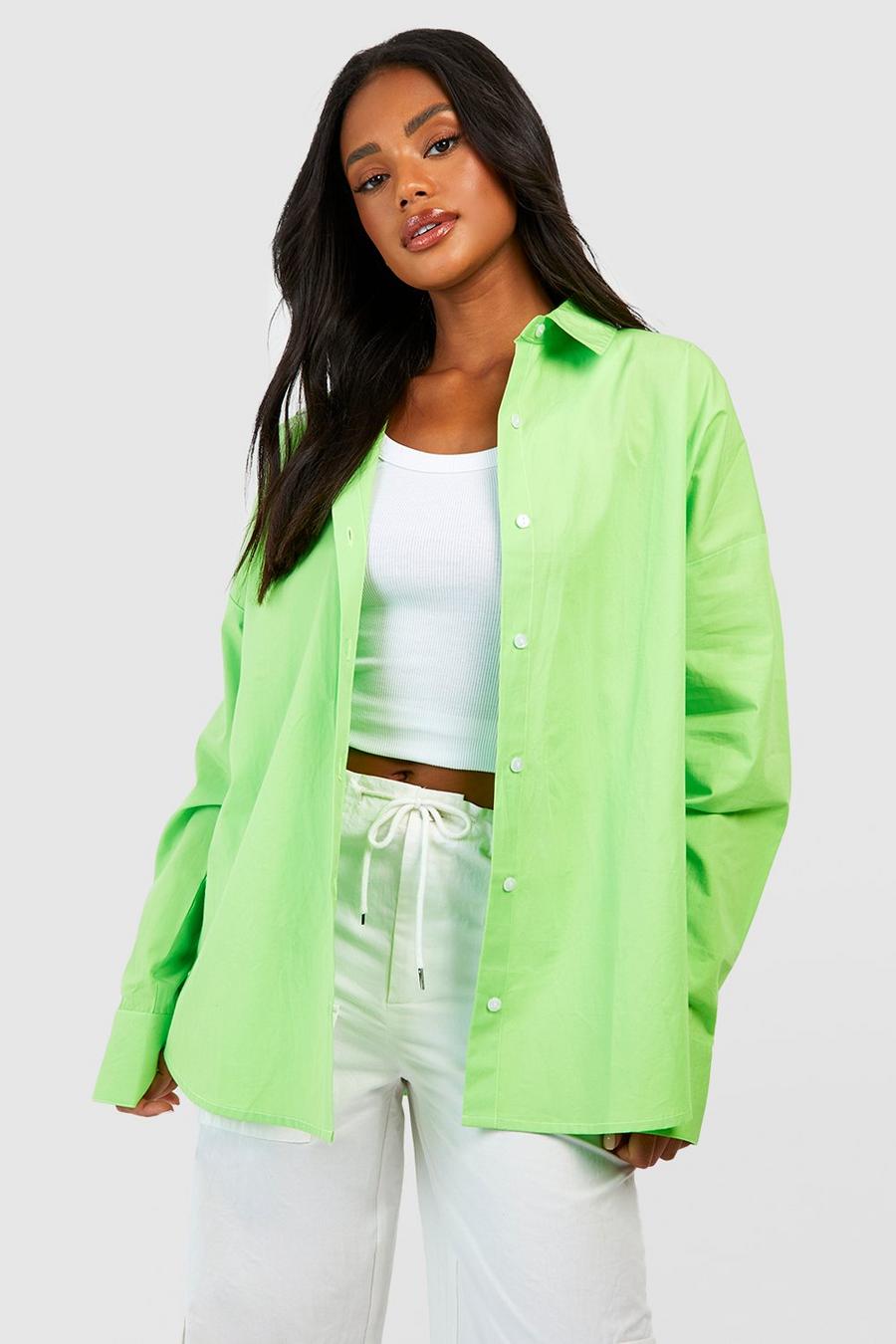 Camisa oversize de algodón popelina, Lime