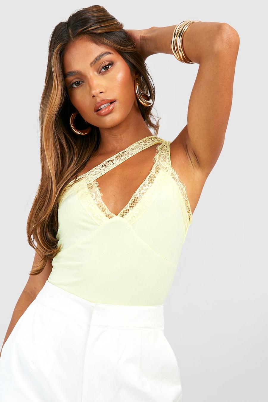 Body in pizzo con cut-out, Lemon