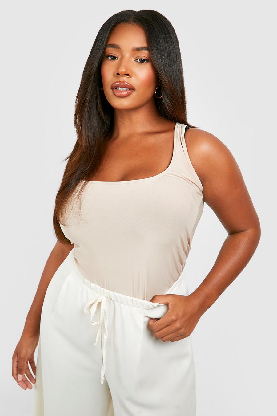 Plus Scoop Neck Slinky Bodysuit 