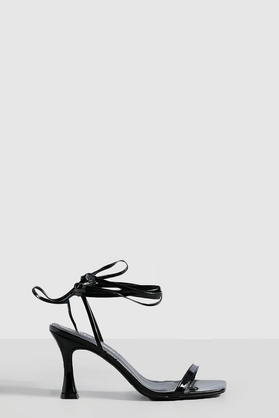 Black Basic Wrap Up Barely There Heels image number 1