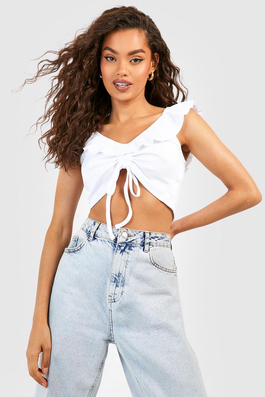 Ruched Frill Detail Crop Top