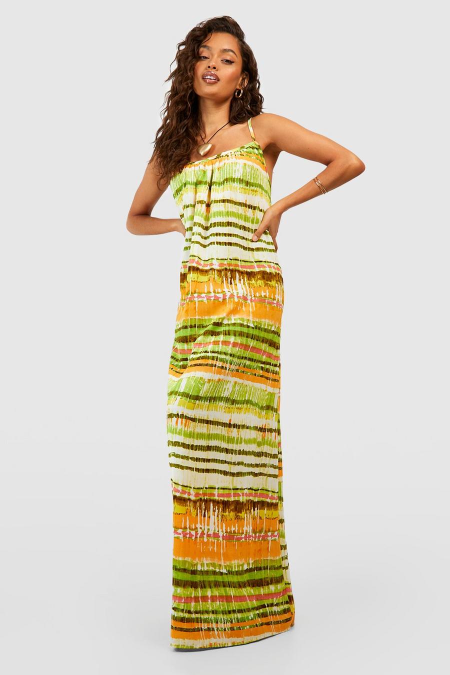 Multi Stripe Ombre Strappy Maxi Dress