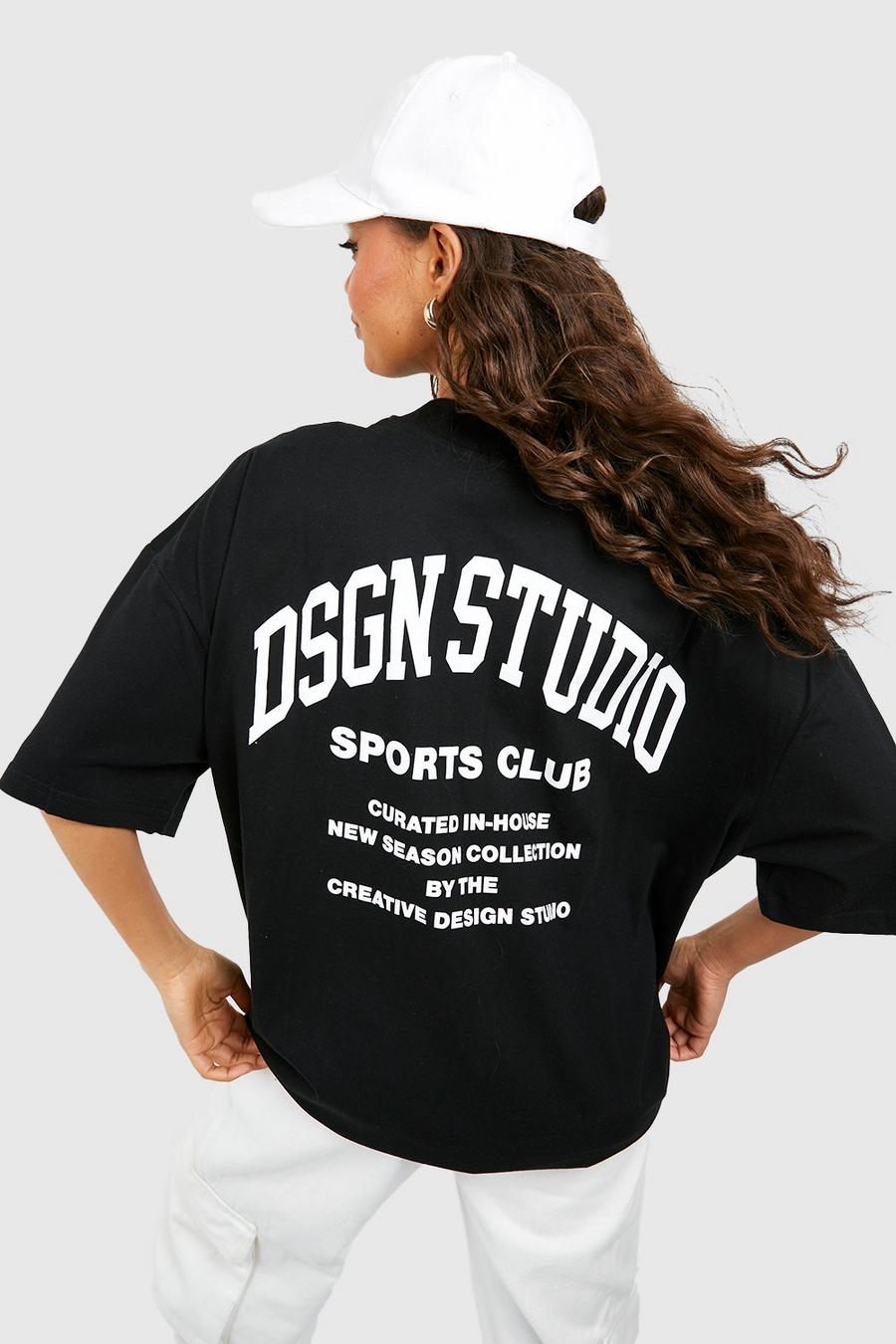 Oversize T-Shirt mit Dsgn Studio Sports Club Print, Black