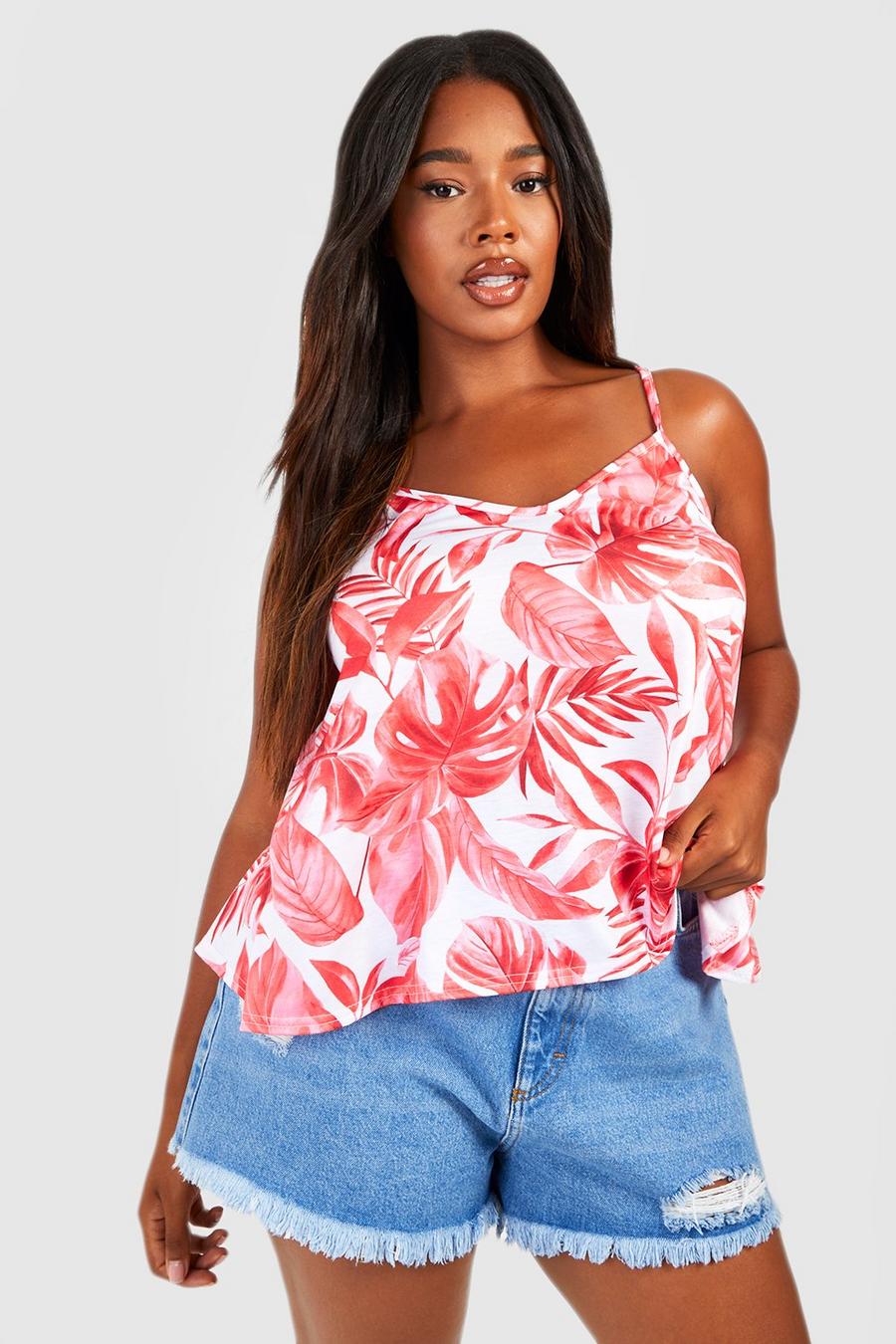 Red Plus Printed Cami Top 