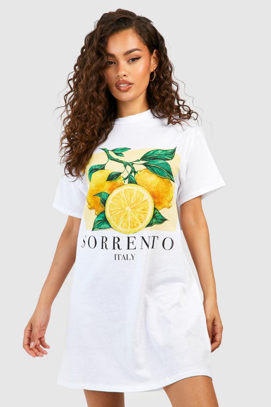 Robe t-shirt oversize à slogan Sorrento, White
