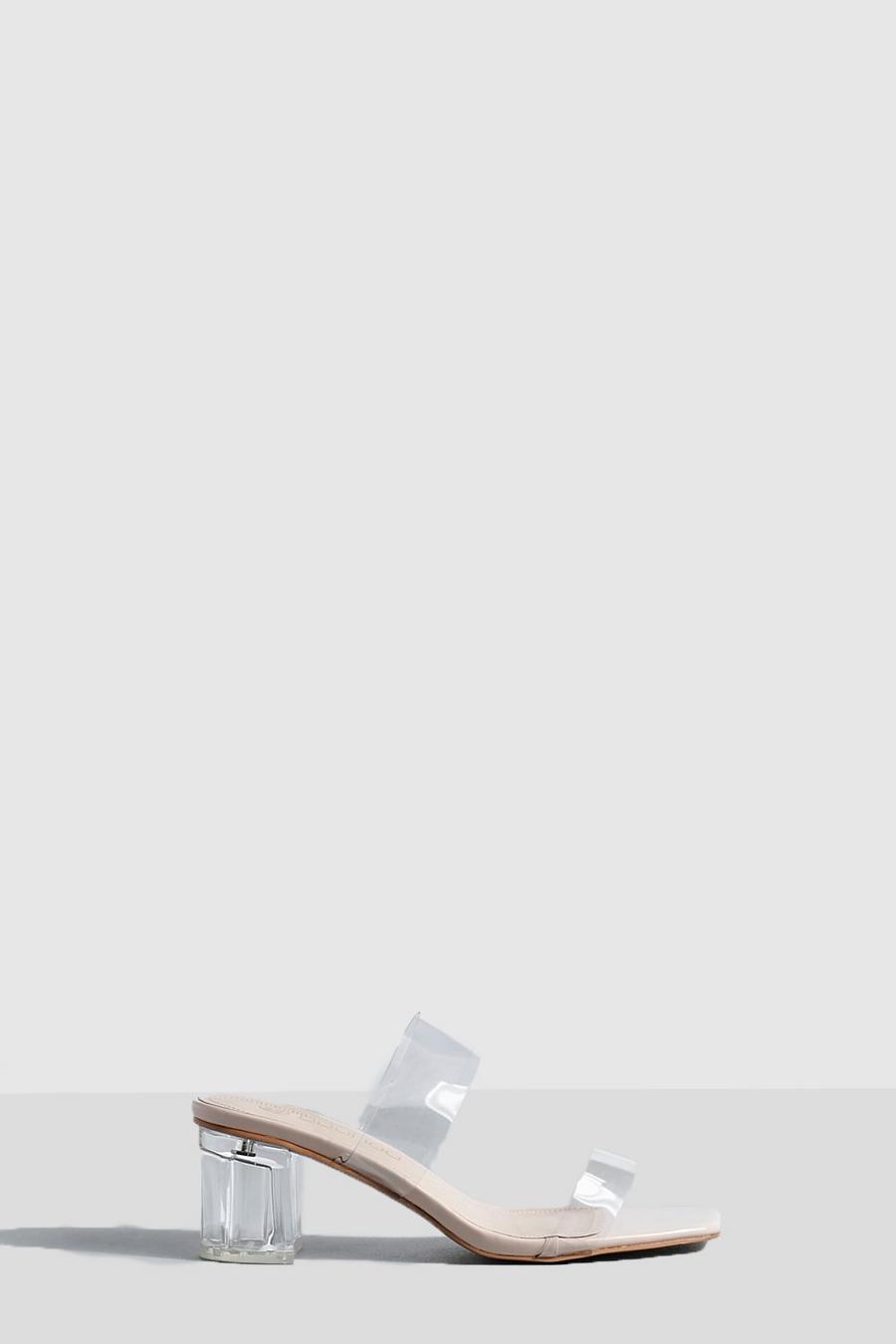 Nude Clear Double Strap Low Block Mule  image number 1