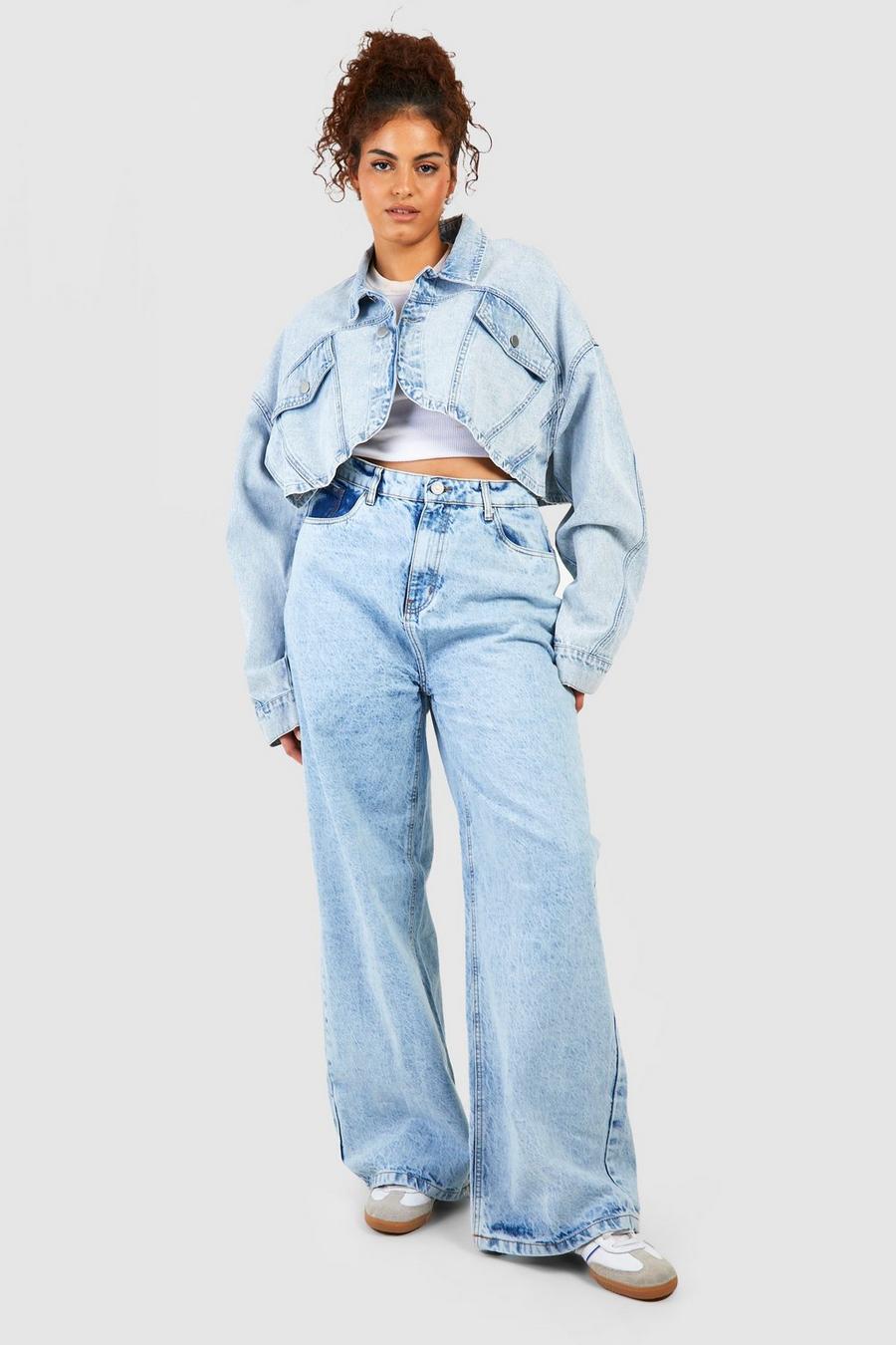 Vintage blue Plus Basic Jeans Met Rechte Pijpen image number 1