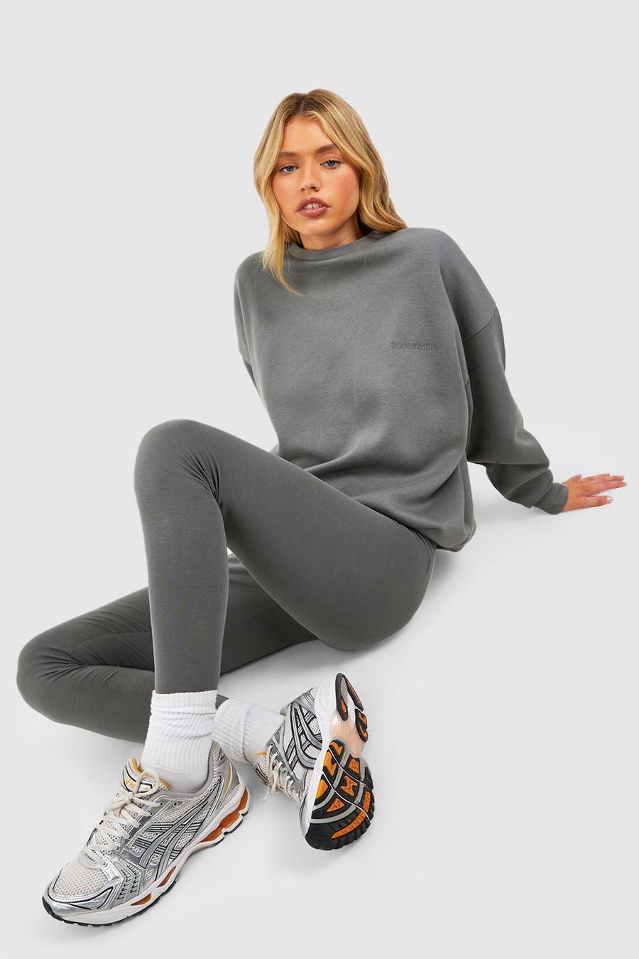 Charcoal Oversized Sweatshirt And Legging Tracksuit