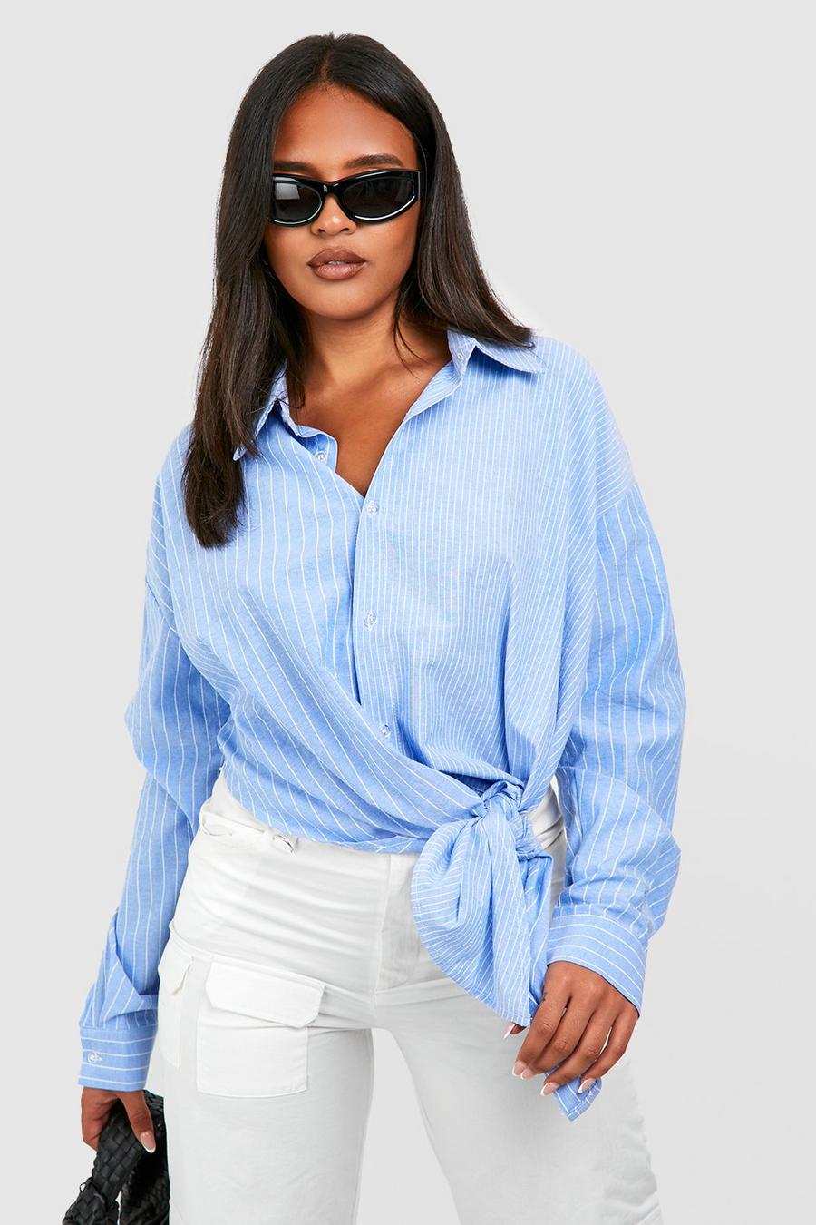 Plus Tie Side Cropped Shirt
