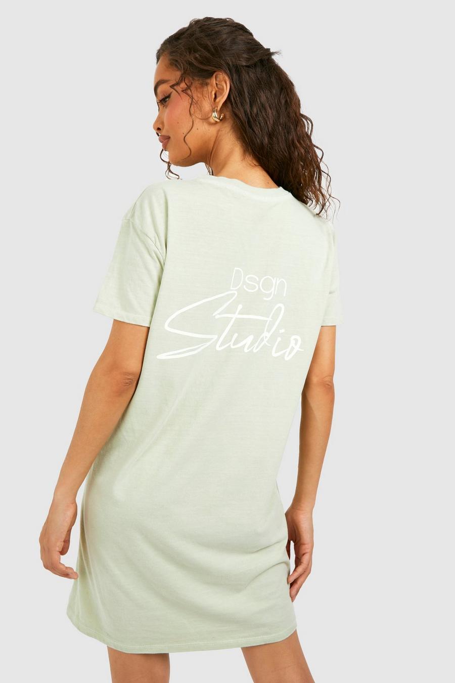 Oversize T-Shirt-Kleid mit Design Studio Print, Green