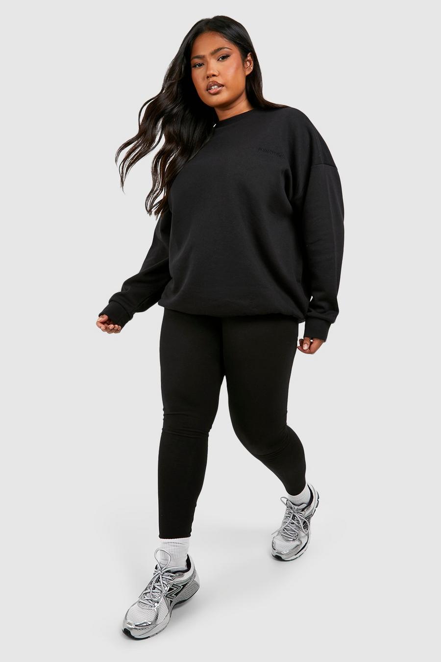 Black Plus Oversized Sweatshirt And Legging Set